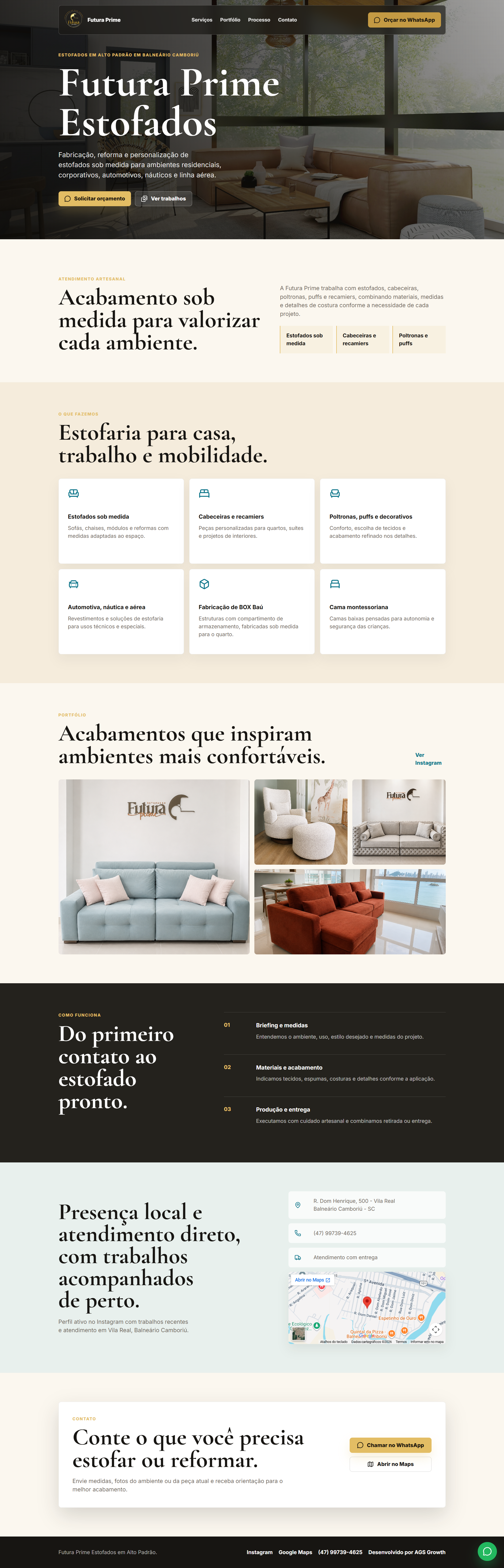 Print completo do site Futura Prime Estofados