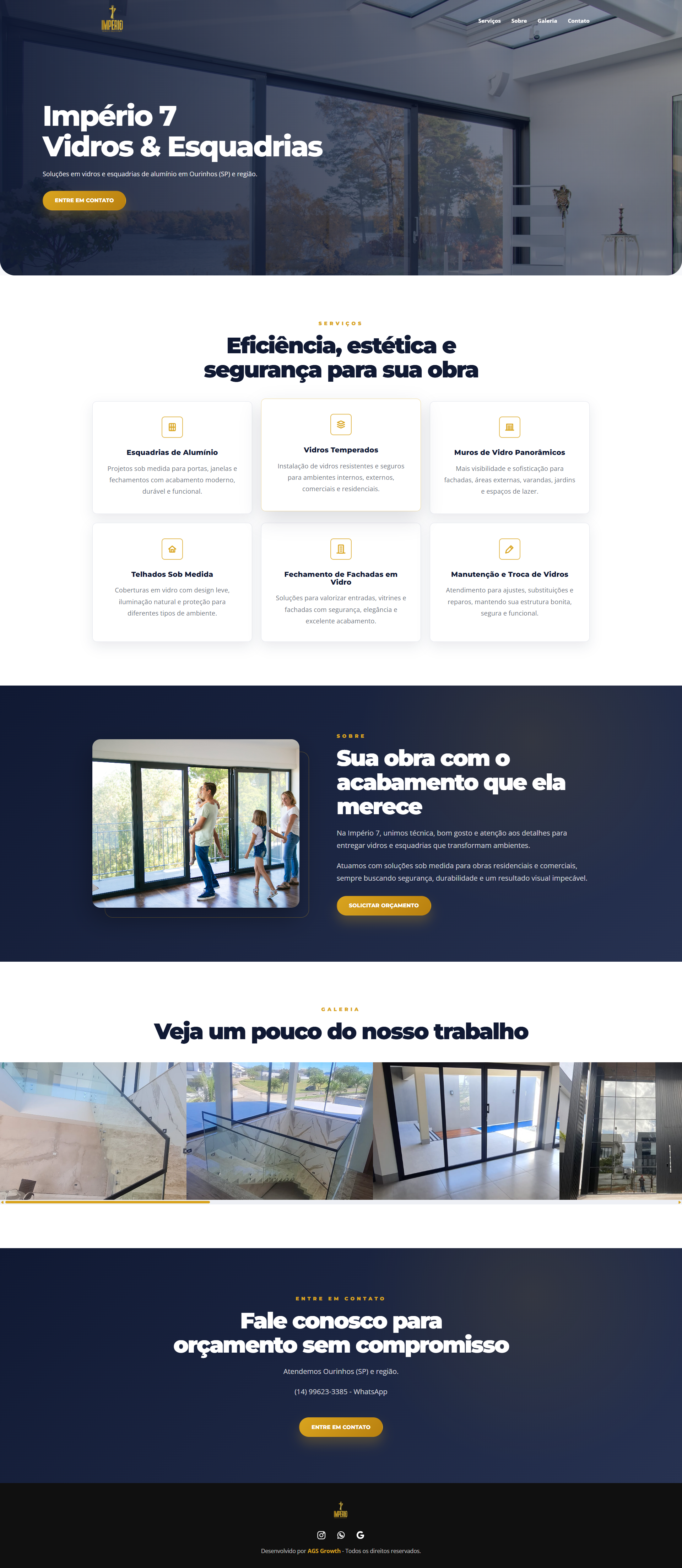 Print completo do site Império 7 Vidros e Esquadrias
